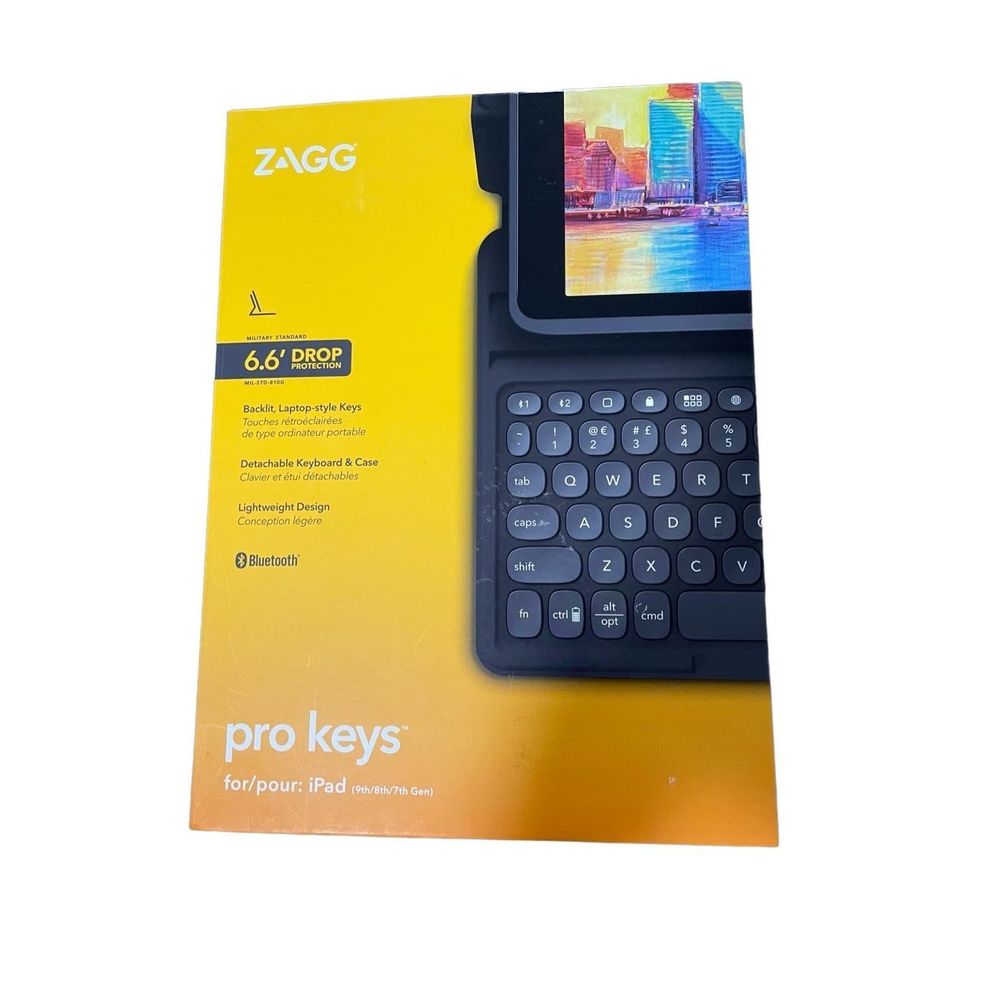 Zagg Pro Keys For iPad 10.2" (9th, 8th and 7th Gen) w Detachable Keyboard & Case
